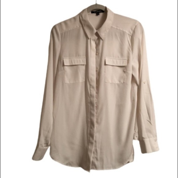 Chaus Tops - CHAUS Ivory Long Sleeves Career Work Blouse